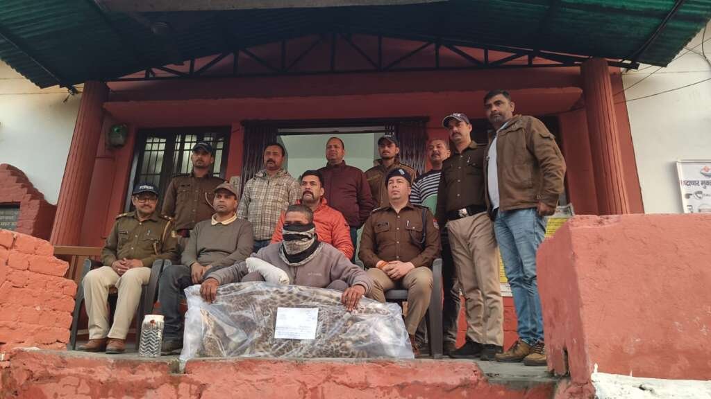 वन्यजीव संरक्षण अधिनियम के तहत मुकदमा दर्ज, गुलदार कि खाल के साथ वन विभाग की संयुक्त टीम ने अभियुक्त को किया गिरफ्तार
