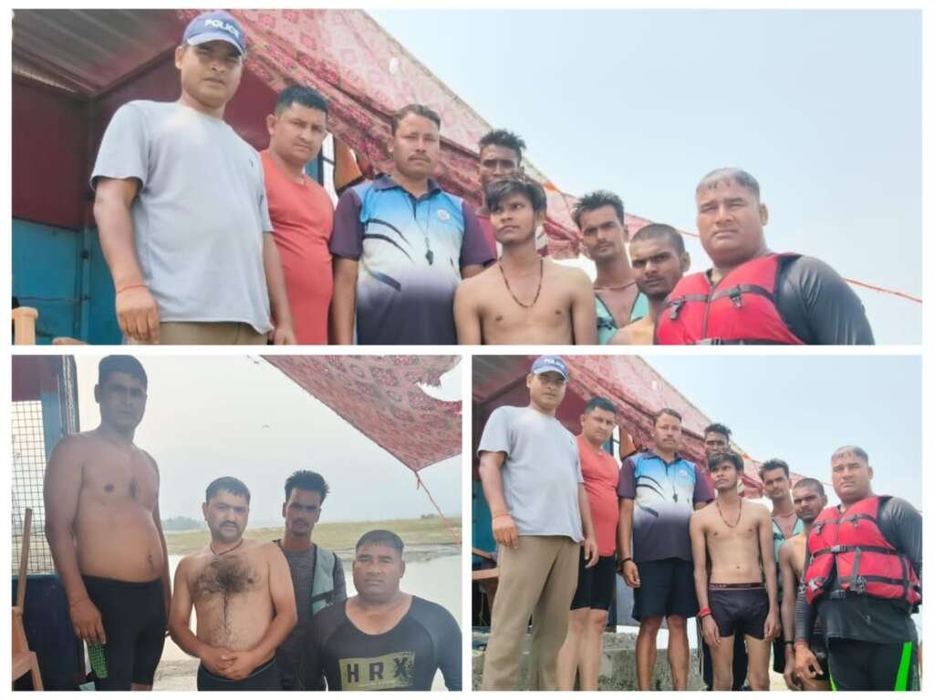 शारदा घाट पर जल पुलिस और बचाव दल की सतर्कता से तीन श्रद्धालुओं की बची जान